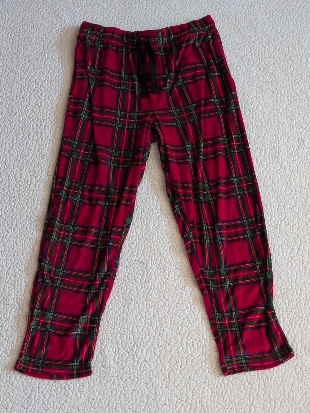 George Velvet Velour Pull On Christmas Red Green Plaid Pajama Pants Loungewear